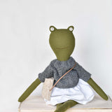 Fern the Frog doll- French Knit Sweater with Morning Skirt
