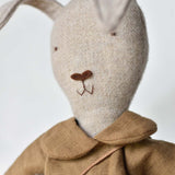 Ruthie the Rabbit Doll – Linen Dress- Handmade Woolen Heirloom Toy