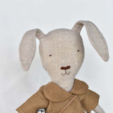 Ruthie the Rabbit Doll – Linen Dress- Handmade Woolen Heirloom Toy