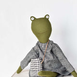 Fern the Frog doll- Charcoal Chambray Day Dress