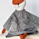 Florette the Fox doll - Charcoal Chambray Day Dress