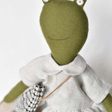 Fern the Frog doll- Natural Linen Gather Dress
