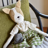 Fig the Frenchie Dog - Ojai Orchard Skirt - Handmade Heirloom Doll