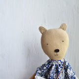 Agatha the Bear – Heirloom Wool Doll in Field Liberty Floral