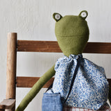 Fern the Frog doll-  Liberty floral with gingham bloomers