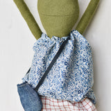 Fern the Frog doll-  Liberty floral with gingham bloomers