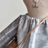 Mae the Barn Cat -Striped Linen Dress- Handmade Wool Doll - Woolgrass Farm