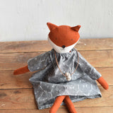 Florette the Fox- Ikat Dress - Handmade Wool Doll - Woolgrass Farm