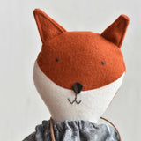Florette the Fox- Ikat Dress - Handmade Wool Doll - Woolgrass Farm