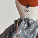 Florette the Fox- Ikat Dress - Handmade Wool Doll - Woolgrass Farm