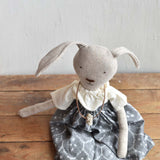 Ruthie the Rabbit doll - Ikat Skirt - Handmade Heirloom Toy | Woolgrass Farm