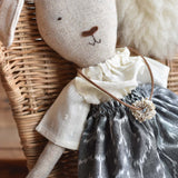 Ruthie the Rabbit doll - Ikat Skirt - Handmade Heirloom Toy | Woolgrass Farm