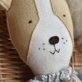 Fig the Frenchie Dog - Liberty Floral Dress- Handmade Wool Doll - Woolgrass Farm