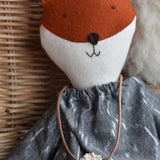 Florette the Fox- Ikat Dress - Handmade Wool Doll - Woolgrass Farm