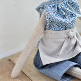 Ruthie the Rabbit – Heirloom Wool Doll in Harbor Apron Set