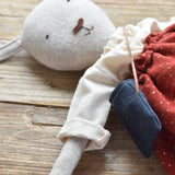 Ruthie the Rabbit – Heirloom Wool Doll in Dotted Orchard Skirt