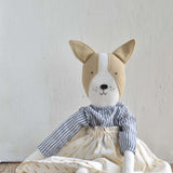 Fig the Frenchie – Heirloom Wool Doll in Golden Field Skirt