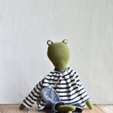 Fern the Frog –Heirloom Doll in Harbor Stripe Set