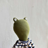 Fern the Frog –Heirloom Doll in Harbor Stripe Set