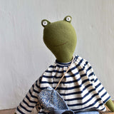 Fern the Frog –Heirloom Doll in Harbor Stripe Set