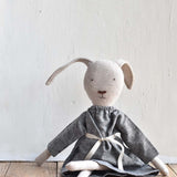 Ruthie the Rabbit – Heirloom Wool Doll in Charcoal Dress