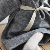 Ruthie the Rabbit – Heirloom Wool Doll in Charcoal Dress