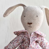 Ruthie the Rabbit – Heirloom Wool Doll in Liberty Floral Jacket