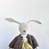 Ruthie the Rabbit – Heirloom Wool Doll in Island Cardigan and Linen