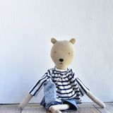Agatha the Bear – Heirloom Wool Doll in Harbor Stripes