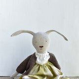Ruthie the Rabbit – Heirloom Wool Doll in Island Cardigan and Linen