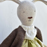 Ruthie the Rabbit – Heirloom Wool Doll in Island Cardigan and Linen