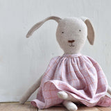 Ruthie the Rabbit – Heirloom Wool Doll in Blush Orchard Dress