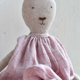 Ruthie the Rabbit – Heirloom Wool Doll in Blush Orchard Dress