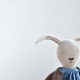 Ruthie the Rabbit – Heirloom Wool Doll in Island Cardigan & Plaid Gather Dress