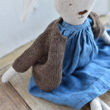 Ruthie the Rabbit – Heirloom Wool Doll in Island Cardigan & Plaid Gather Dress