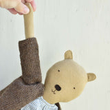 Agatha the Bear  — Heirloom Wool Doll in Island Cardigan & Flax Linen Dress