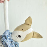 Fig the Frenchie –Heirloom Wool Doll in Liberty Floral Blouse & Flax Linen Skirt