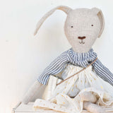 Ruthie the Rabbit – Heirloom Wool Doll in Golden Field Skirt