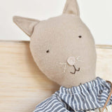 Mae the Cat – Heirloom Wool Doll in Golden Field Skirt
