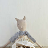 Mae the Cat – Heirloom Wool Doll in Golden Field Skirt