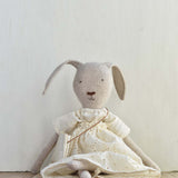 Ruthie the Rabbit – Heirloom Wool Doll in Eyelet Meadow Skirt