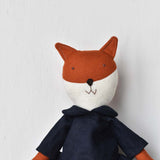 Florette the Fox doll - Indigo Gather Dress - Made in Maine
