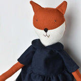 Florette the Fox doll - Indigo Gather Dress - Made in Maine