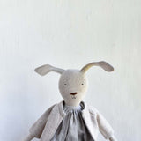 Ruthie the Rabbit – Heirloom Wool Doll in Island Cardigan with Linen Dress
