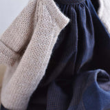 Ruthie the Rabbit – Heirloom Wool Doll in Island Cardigan & Navy Linen Plaid  Dress