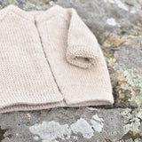 Fern the Frog- Heirloom Wool Doll in Island Cardigan with Flax Linen