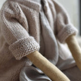 Agatha the Bear  — Heirloom Wool Doll in Alpaca Island Cardigan & Flax Linen Dress