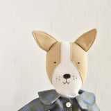 Fig the Frenchie – Heirloom Wool Doll in Field Plaid Linen Dress