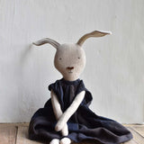Ruthie the Rabbit – Heirloom Wool Doll in Islesboro Linen Dress