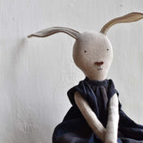 Ruthie the Rabbit – Heirloom Wool Doll in Islesboro Linen Dress